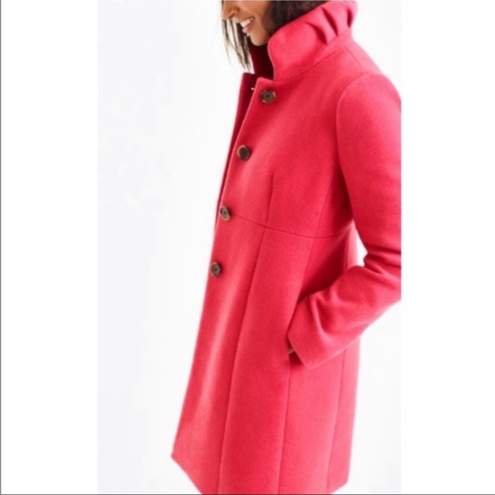 J. Crew Chic “uptown” coral pink wool blend coat